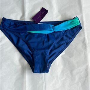 Lascana NWT Size 6 Blue Twist-Accent Bikini Bottom with Back Silver Accent Tag